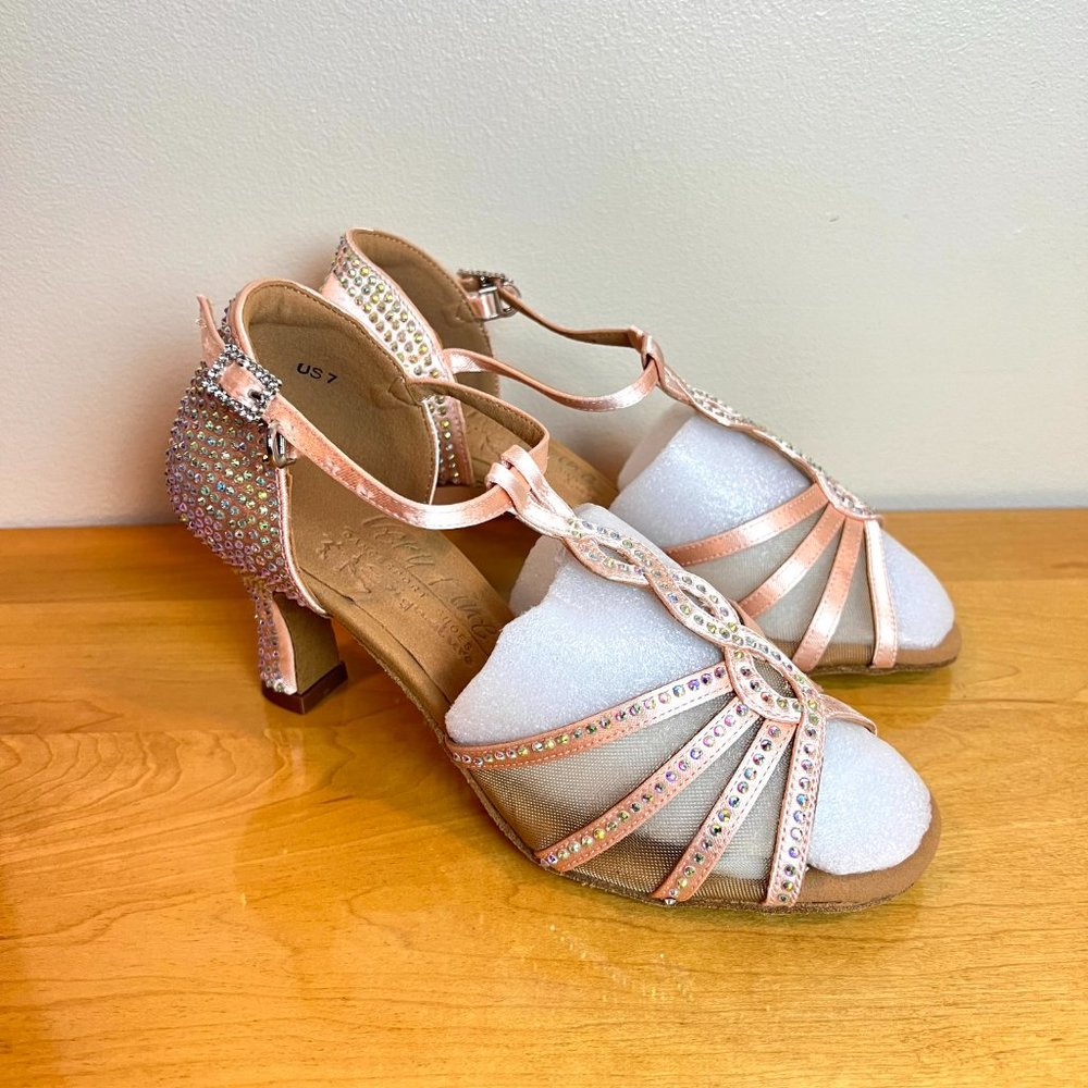 Very Fine Size 7 Ballroom Salsa Latin Tango Waltz Swing Dance Shoes Heels NEW